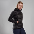 Black Montane Women's Anti-Freeze Hooded Down Jacket Model 3