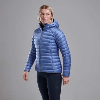 Cornflower Montane Women's Anti-Freeze Hooded Down Jacket Front