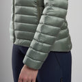 Pale Sage Montane Women's Anti-Freeze Hooded Down Jacket Model 4