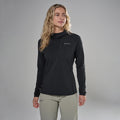 Black Montane Women's Dart XT Thermal Hoodie Model Front FDTXHBLA