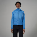 Cornflower Montane Women's Featherlite Hooded Windproof Jacket Model Front