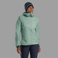 Sea Mist Montane Women's Fortes Lite Hooded Insulated Jacket Model Front