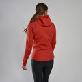 Saffron Red Montane Women's Fury Hooded Fleece Jacket Model Back