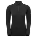 Black Montane Women's Malli Long Sleeve Zip Merino T-Shirt Front