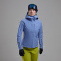 Cornflower Montane Women's Nordes Hooded Softshell Jacket Model Front