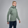 Pale Sage Montane Women's Phase Lite Waterproof Jacket Model Back
