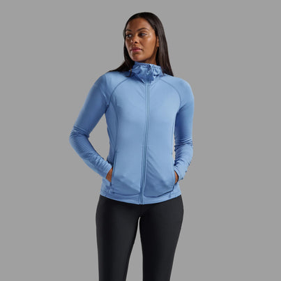 Cornflower Montane Women's Protium Lite Hooded Fleece Jacket Front