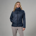 Eclipse Blue Montane Women's Prism Hooded Insulated Jacket Model Front FPRJHECL
