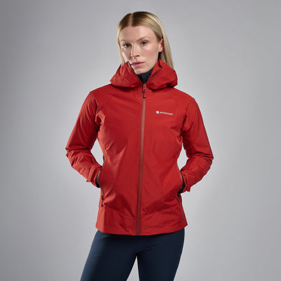 Saffron Red Montane Women's Spirit Waterproof Jacket Front