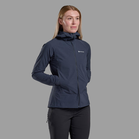 Eclipse Blue Montane Women's Tenacity Nano Hooded Softshell Jacket Front