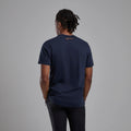Eclipse Blue Montane Men's Abstract Mountain T-Shirt Model Back