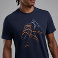 Eclipse Blue Montane Men's Abstract Mountain T-Shirt Model 3
