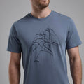 Stone Blue Montane Men's Abstract Mountain T-Shirt Model 3