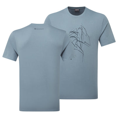 Stone Blue Montane Men's Abstract Mountain T-Shirt Front and Back