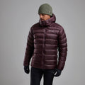 Dark Garnet Montane Men's Anti-Freeze XT Hooded Down Jacket Model Front