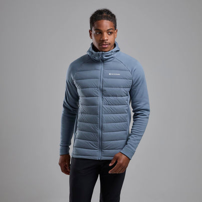 Stone Blue Montane Men's Composite Hooded Down Jacket Front