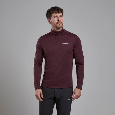 Dark Garnet Montane Men's Dart Zip Neck T-Shirt Front
