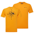 Flame Orange Montane Men's Impact Compass T-Shirt Front and Back
