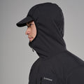 Black Montane Men's Khamsin Lite Hooded Softshell Jacket Model 6 MKHLHBLA