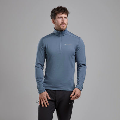 Stone Blue Montane Protium Fleece Pull-On Jacket Front MPRPOSTB