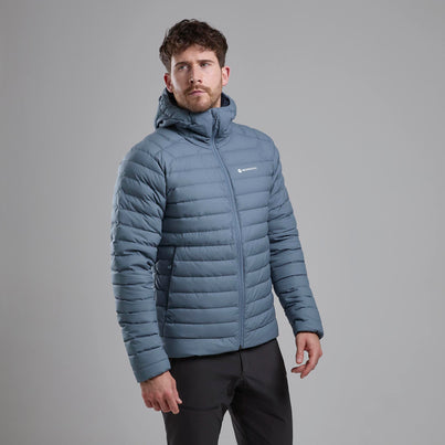 Stone Blue Montane Men's Resolve Hooded Down Jacket Front